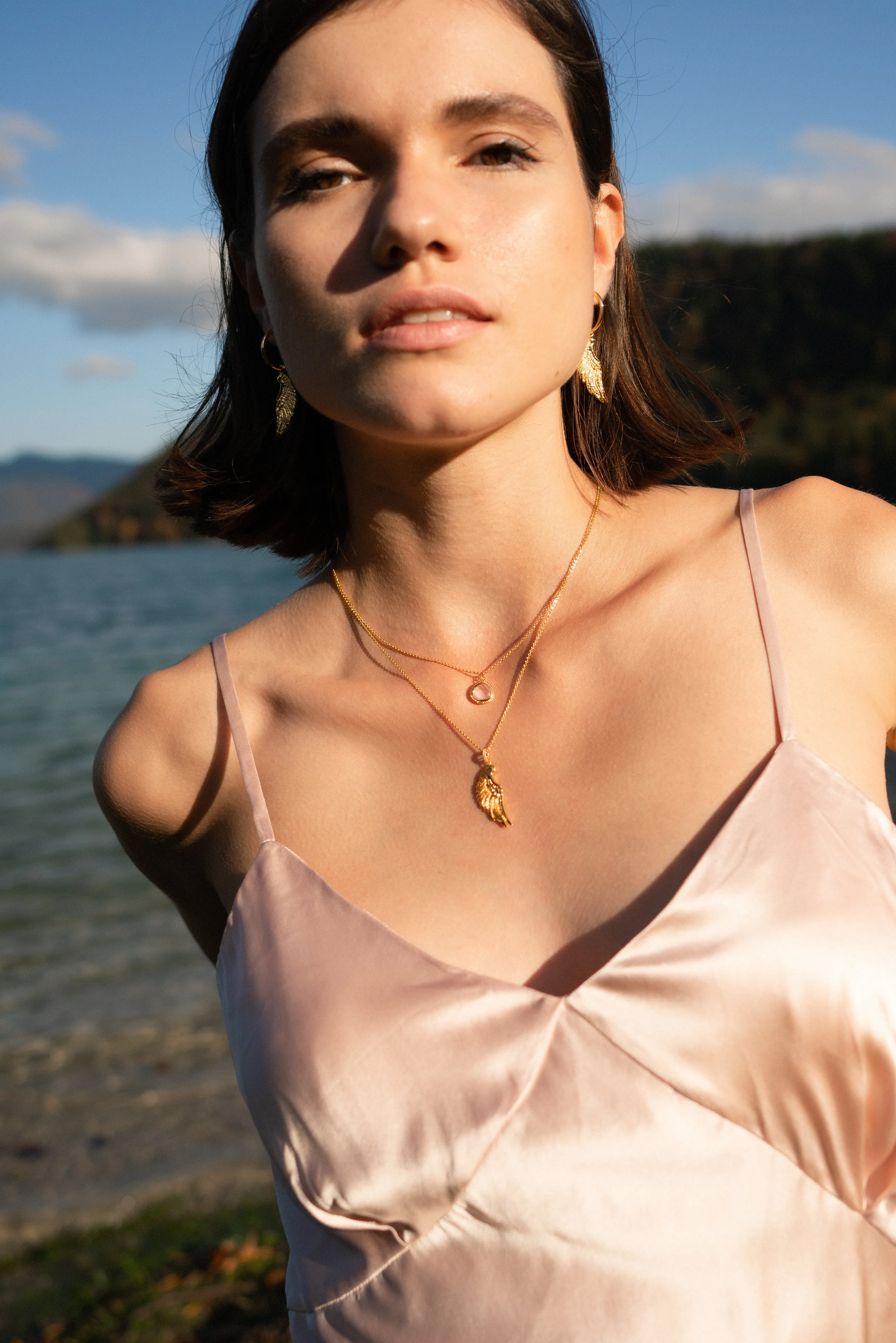 ARCHANGEL CHAMUEL Angel Of Love Necklace, Rose Quartz, 18K Gold