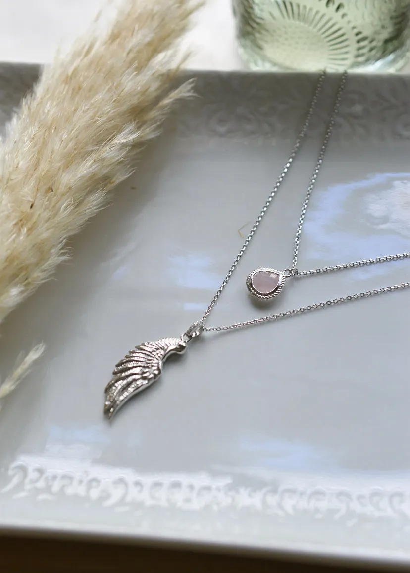 ARCHANGEL CHAMUEL Angel Of Love Necklace, Rose Quartz, 18K Gold