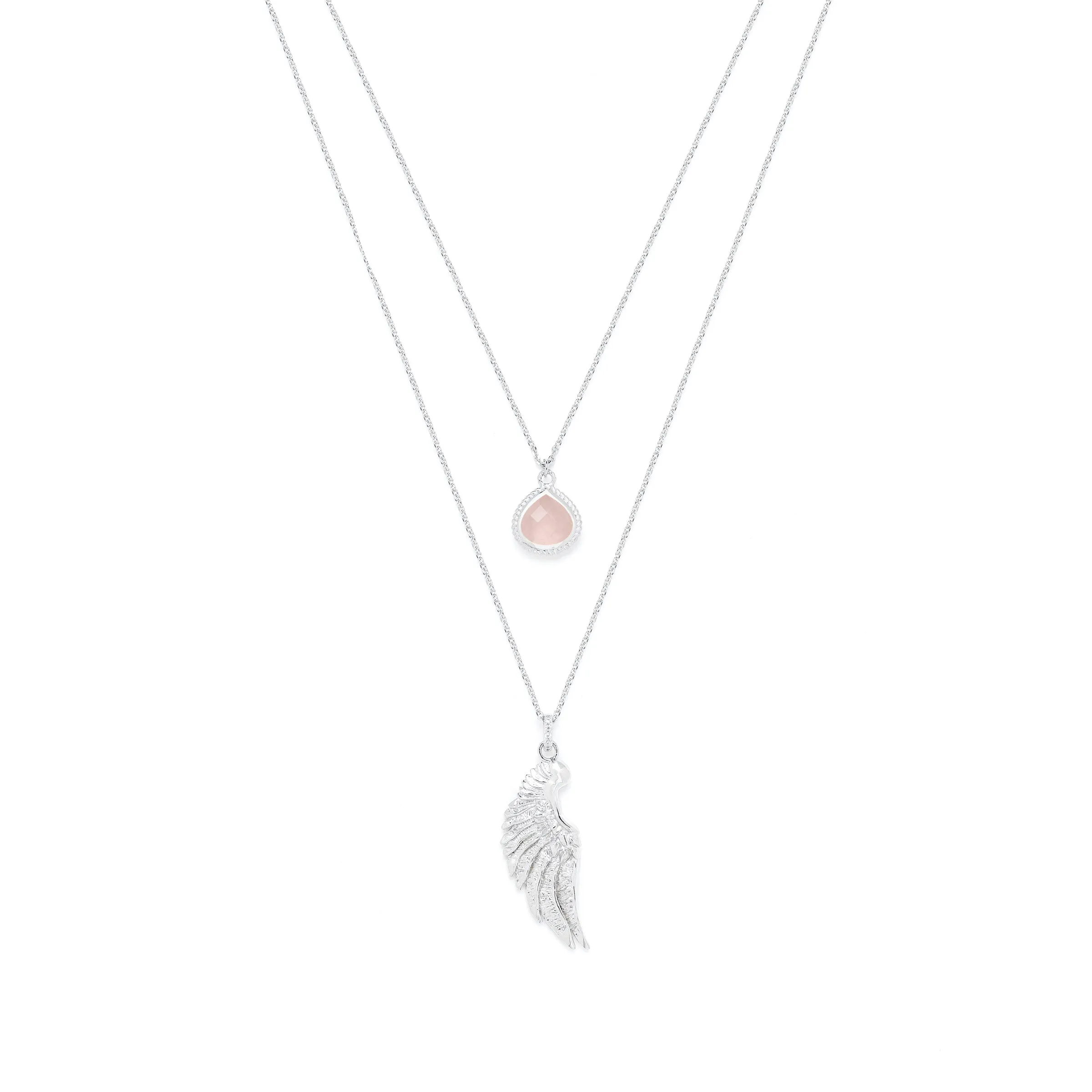 ARCHANGEL CHAMUEL Angel Of Love Necklace, Rose Quartz, 18K Gold