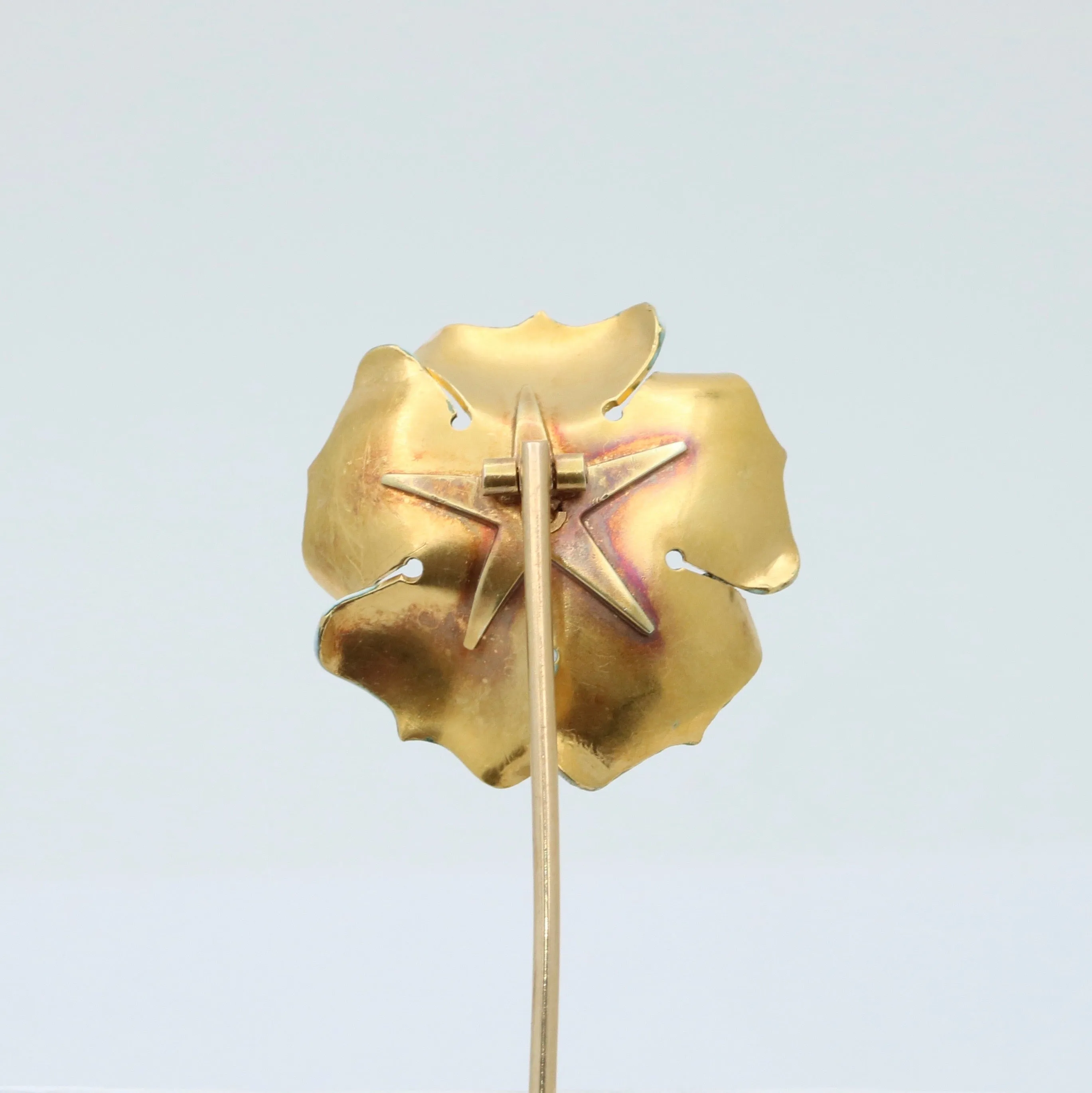 Art Nouveau Enamel Dogwood Flower Stick Pin