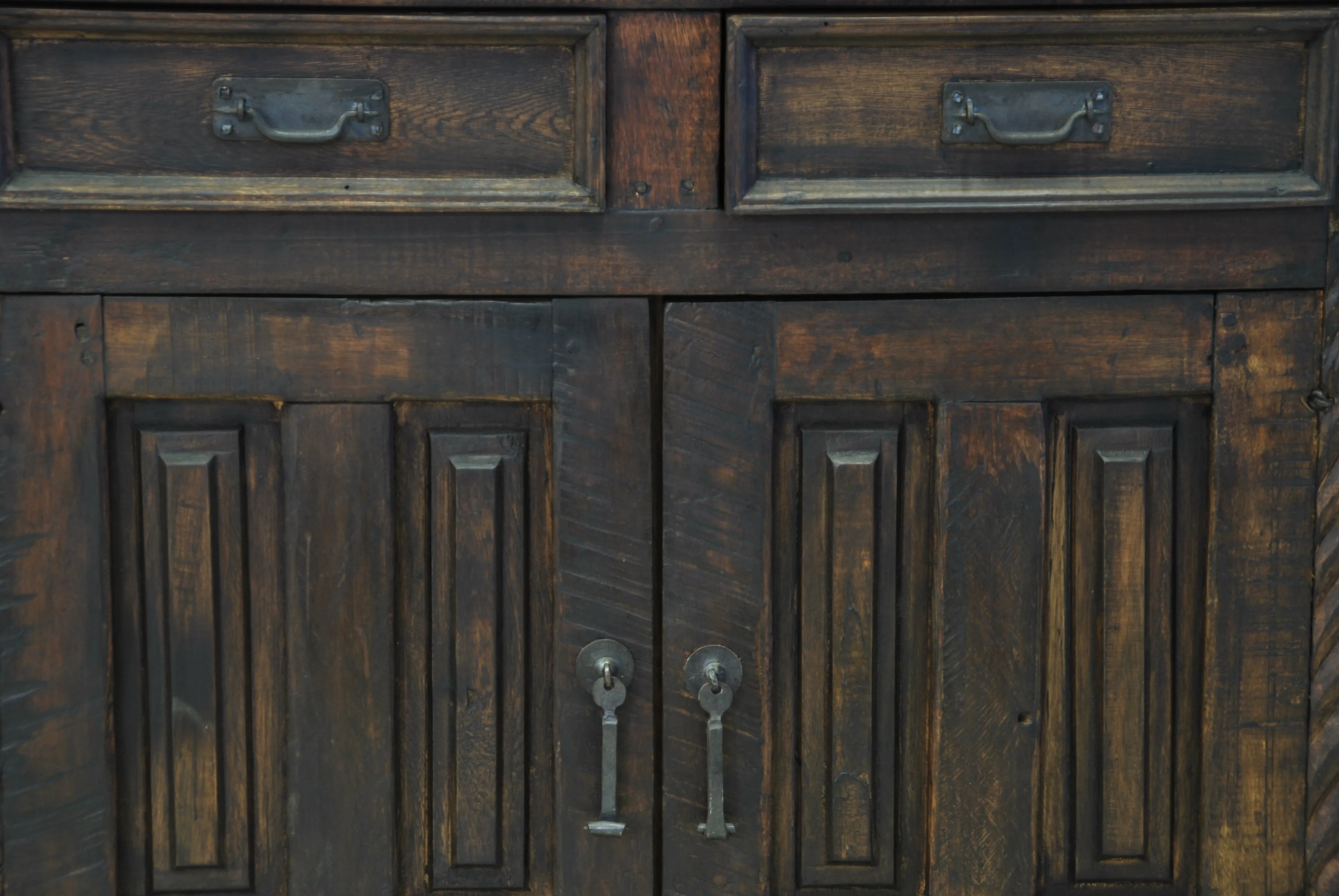 Barn Wood Hutch - Column Carving Accents