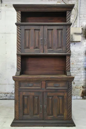 Barn Wood Hutch - Column Carving Accents