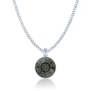 Bella Pendant Necklace with Black Diamond Round Crystals from Swarovski Silver Toned Rhodium Plated