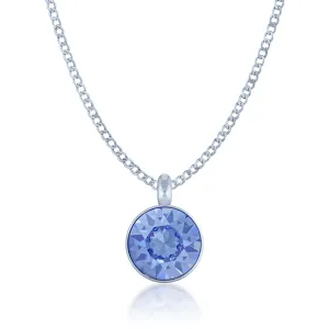 Bella Pendant Necklace with Blue Light Sapphire Round Crystals from Swarovski Silver Toned Rhodium Plated