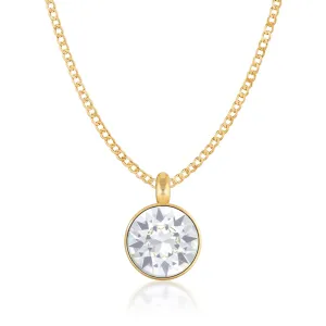 Bella Pendant Necklace with White Clear Round Crystals from Swarovski Gold Plated