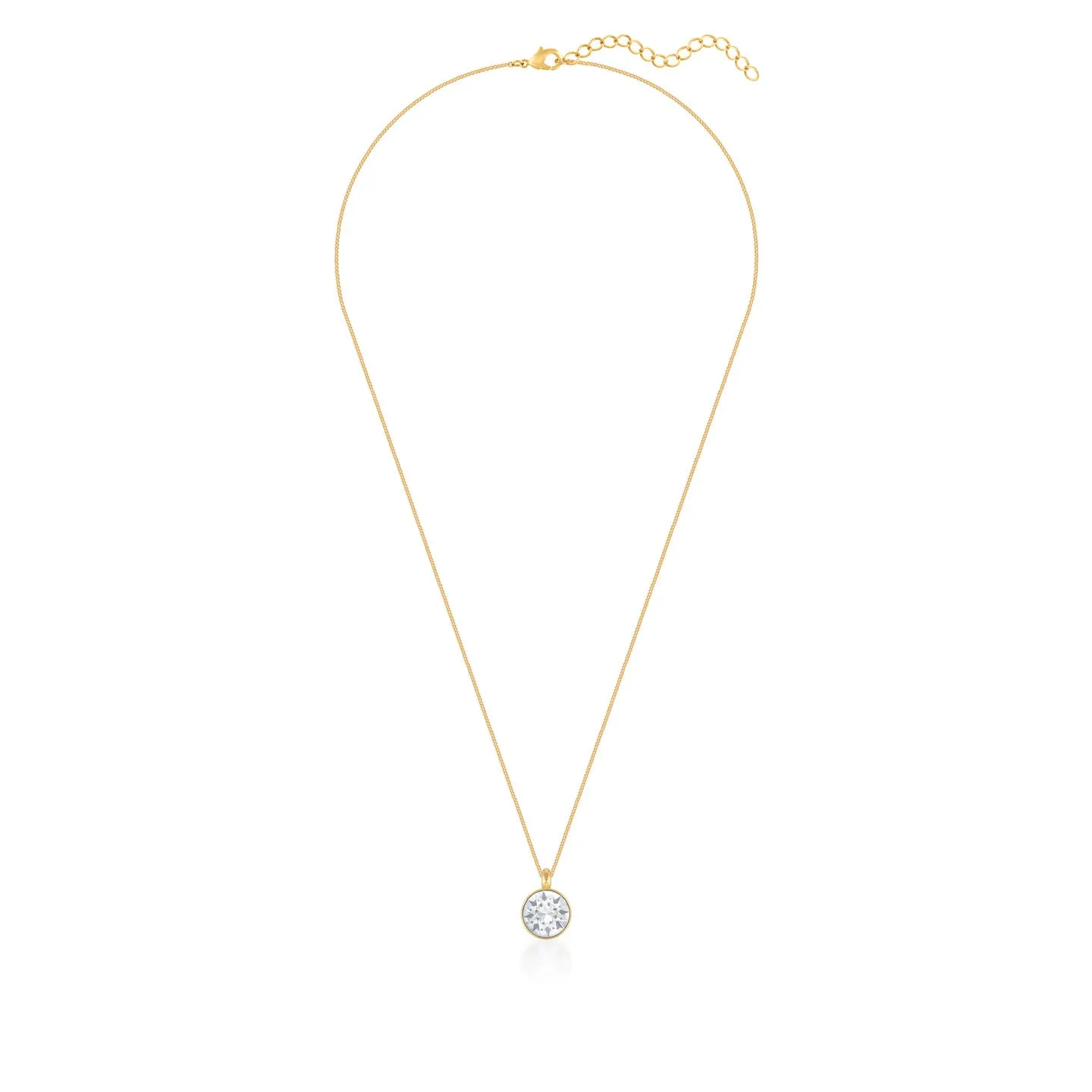 Bella Pendant Necklace with White Clear Round Crystals from Swarovski Gold Plated