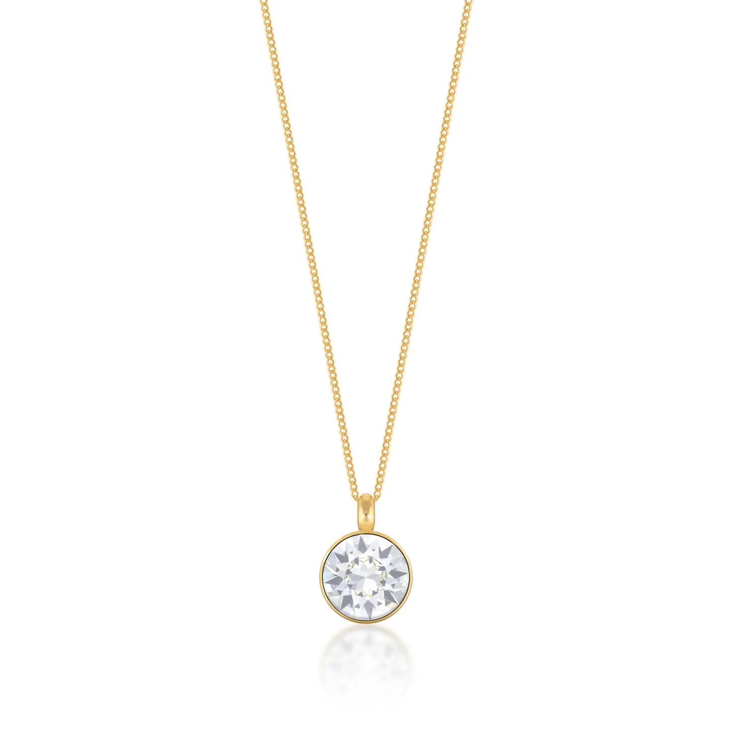 Bella Pendant Necklace with White Clear Round Crystals from Swarovski Gold Plated