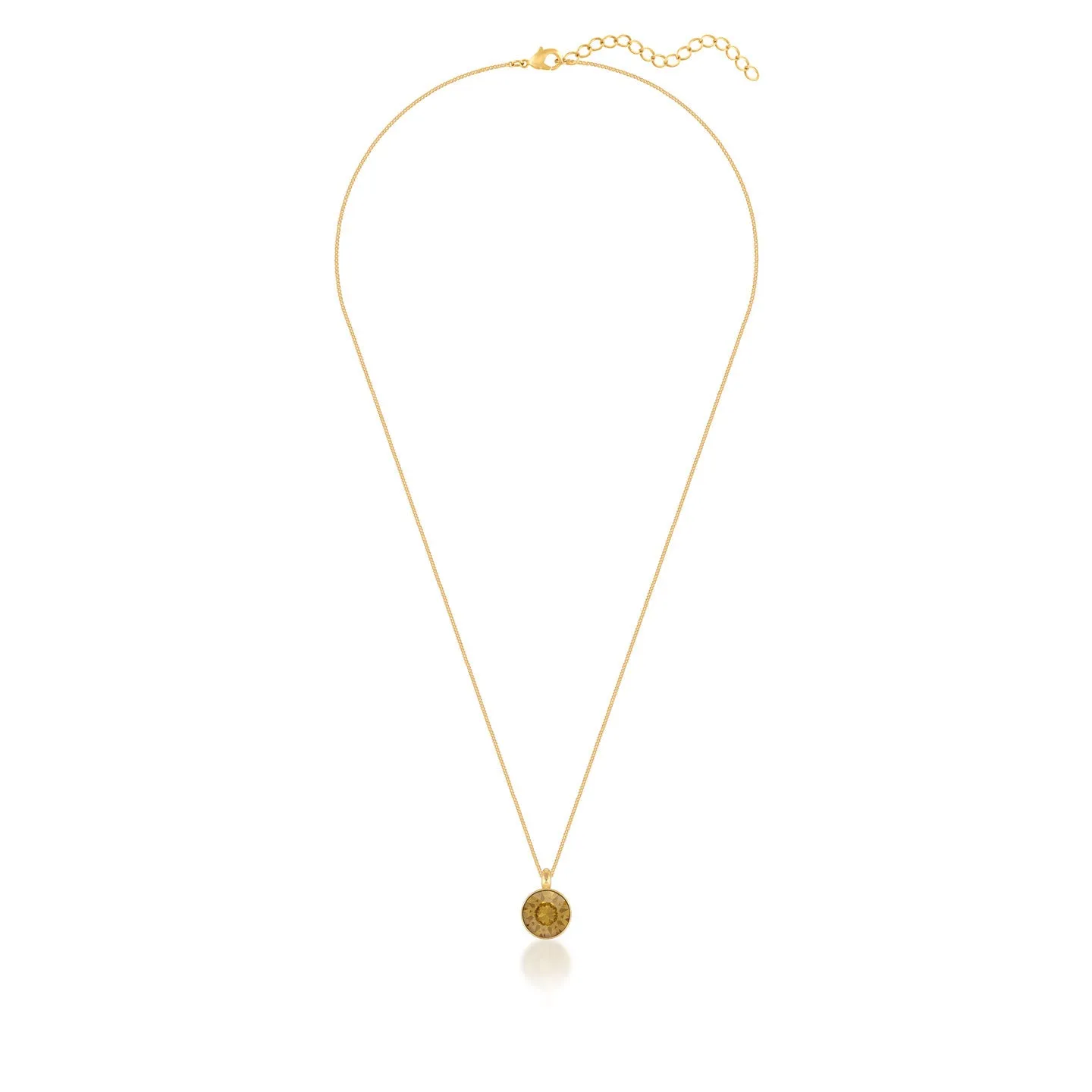 Bella Pendant Necklace with Yellow Brown Light Topaz Round Crystals from Swarovski Gold Plated
