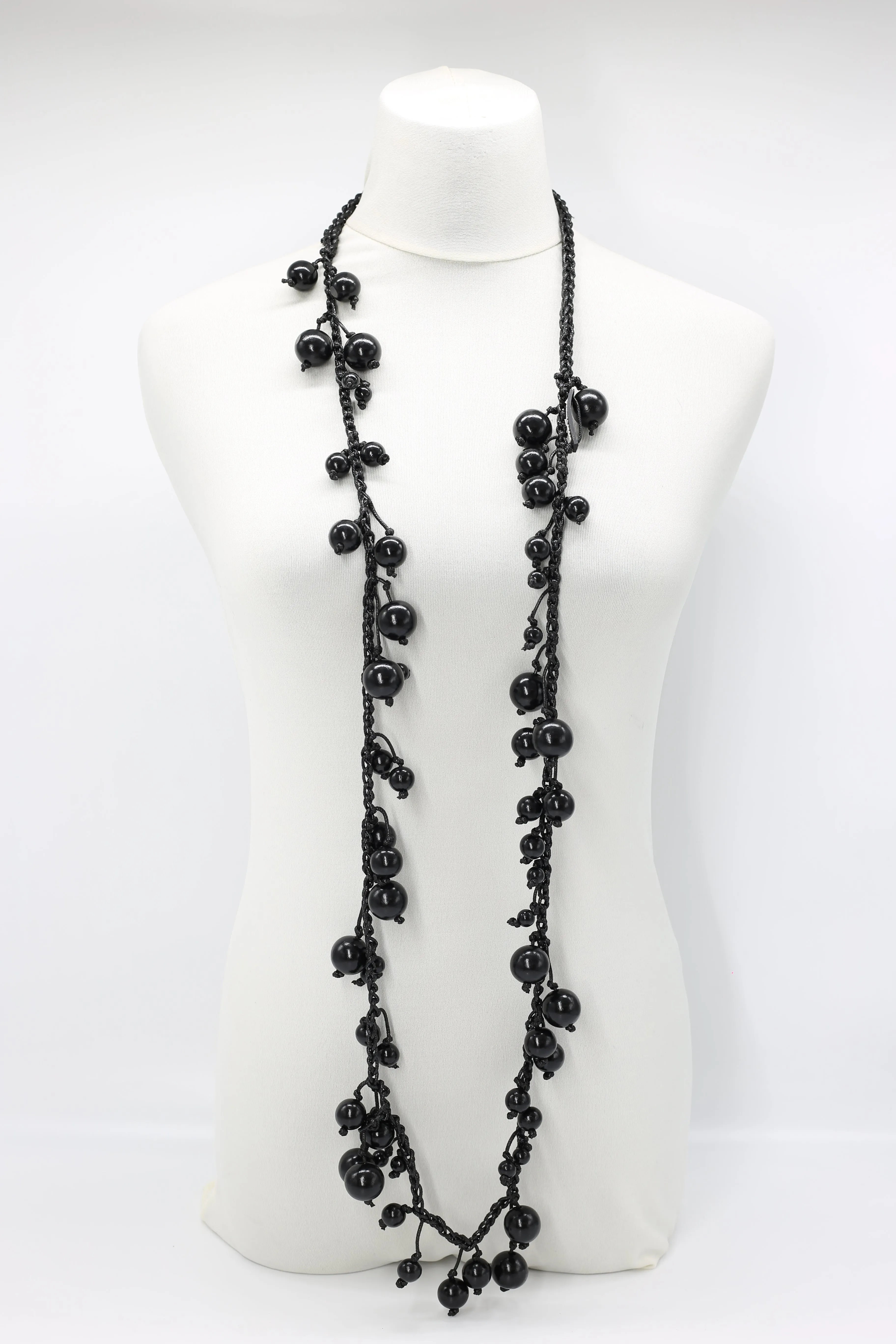 Berry Beads on Cotton Cord Necklace - Long