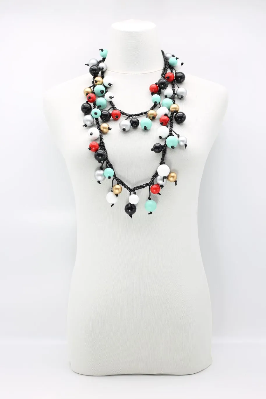 Berry Beads on Cotton Cord Necklace - Long
