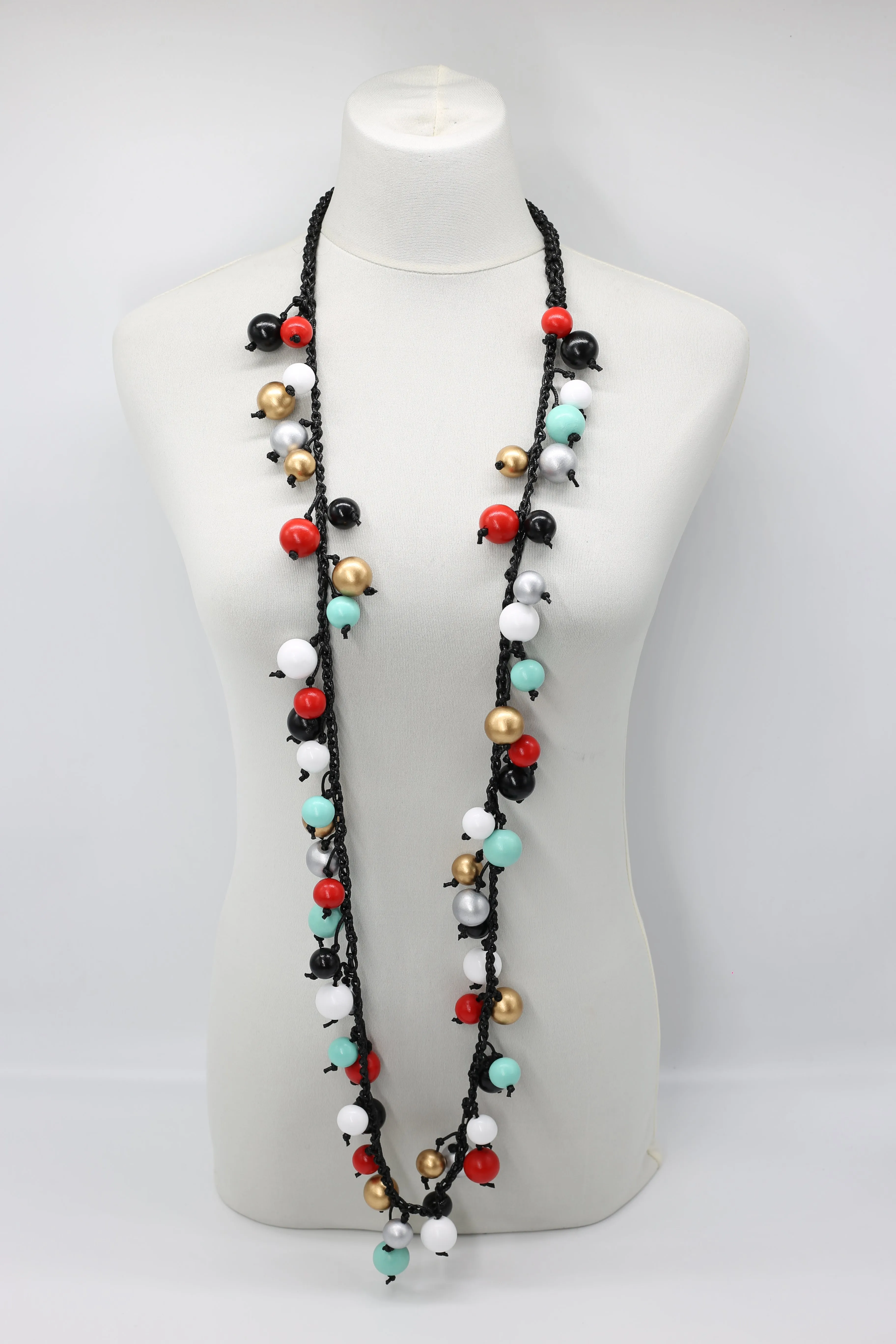 Berry Beads on Cotton Cord Necklace - Long