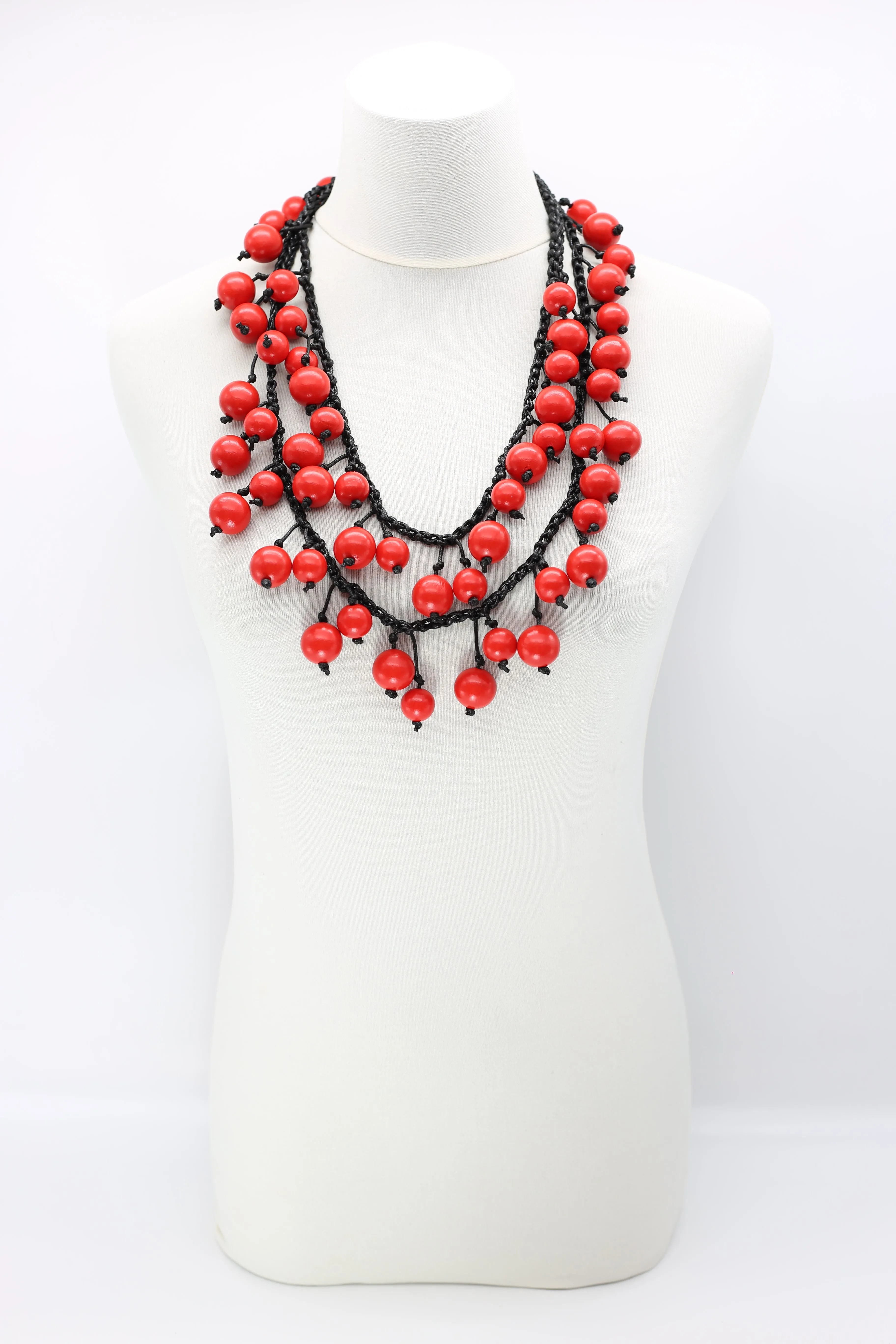 Berry Beads on Cotton Cord Necklace - Long