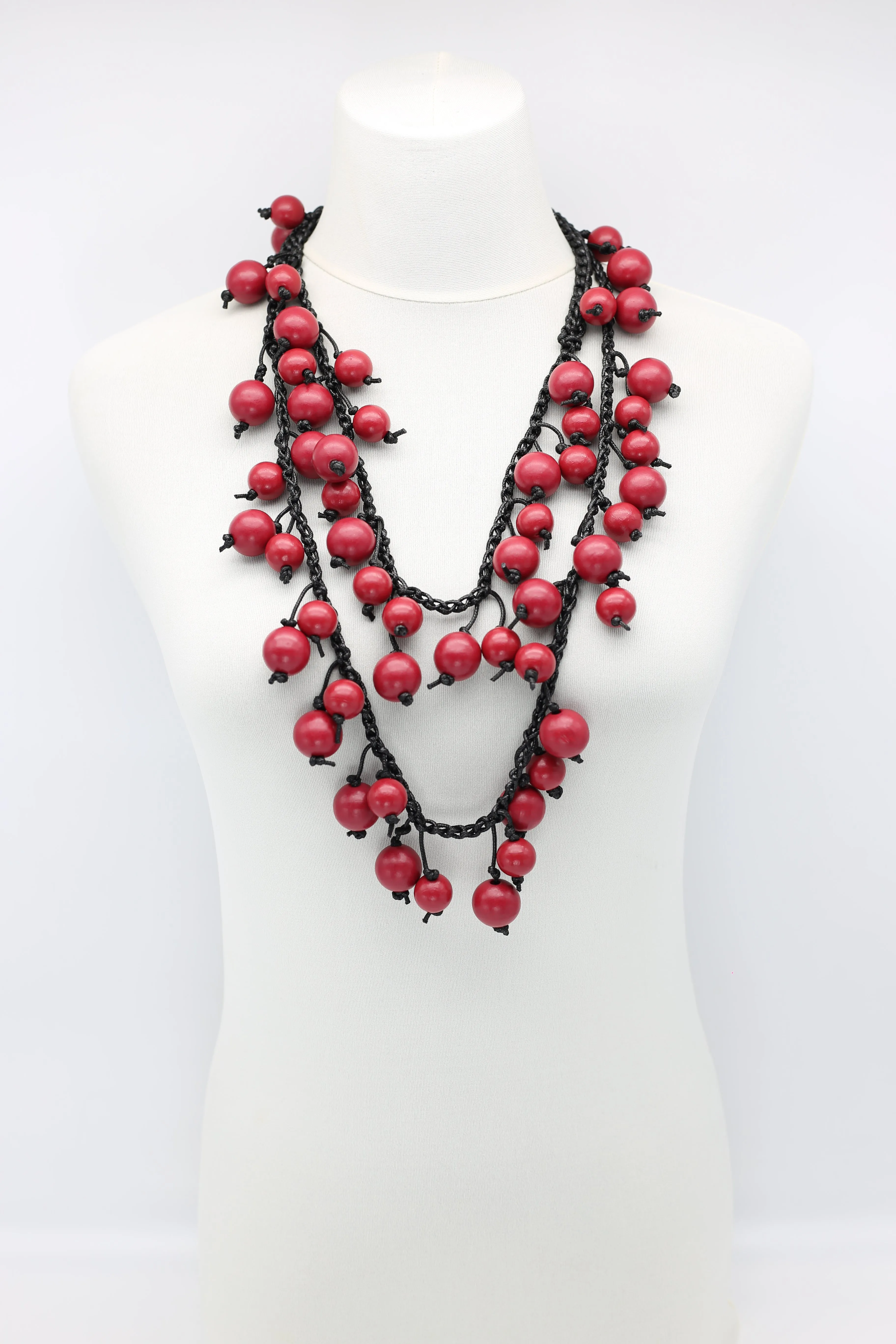 Berry Beads on Cotton Cord Necklace - Long