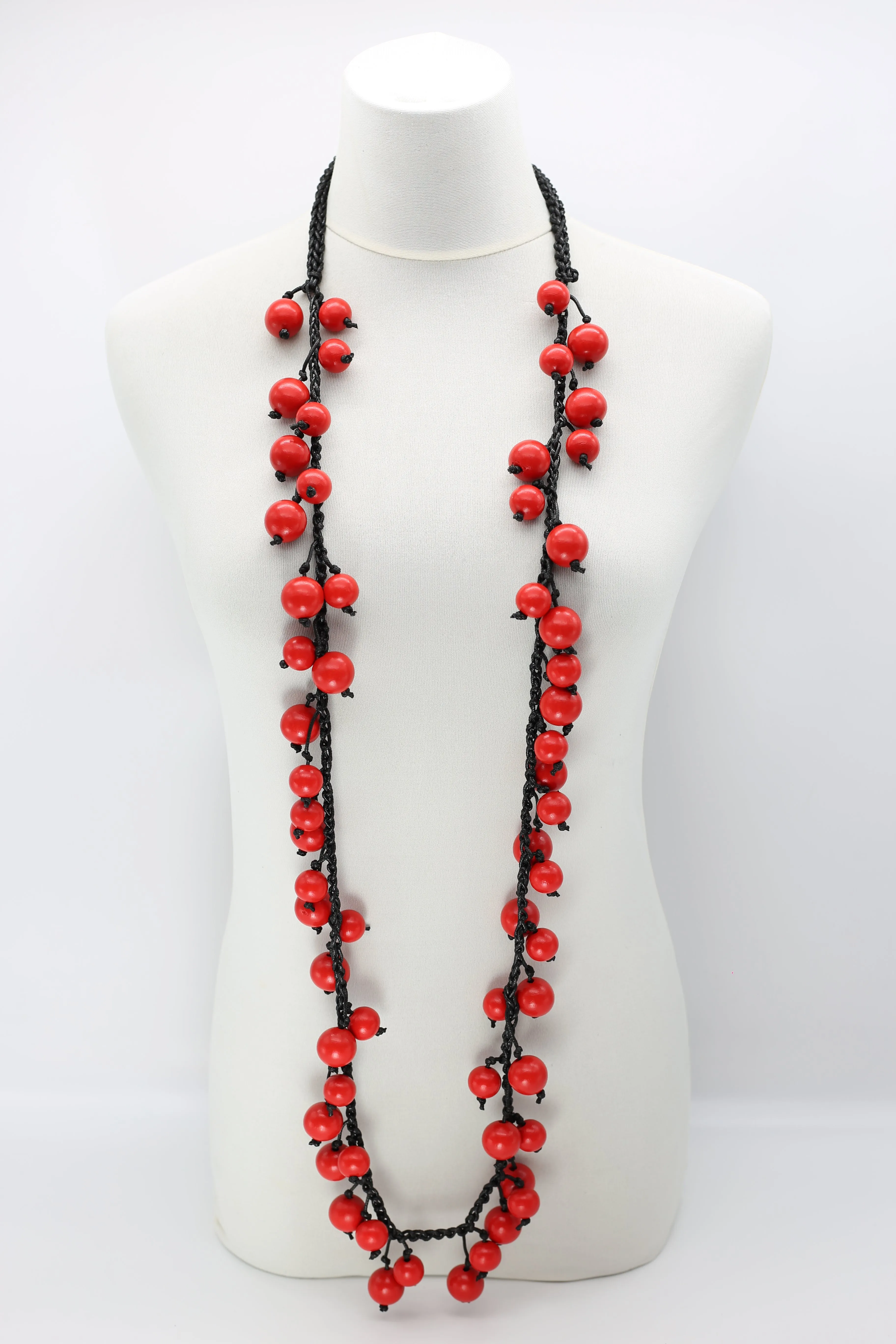 Berry Beads on Cotton Cord Necklace - Long