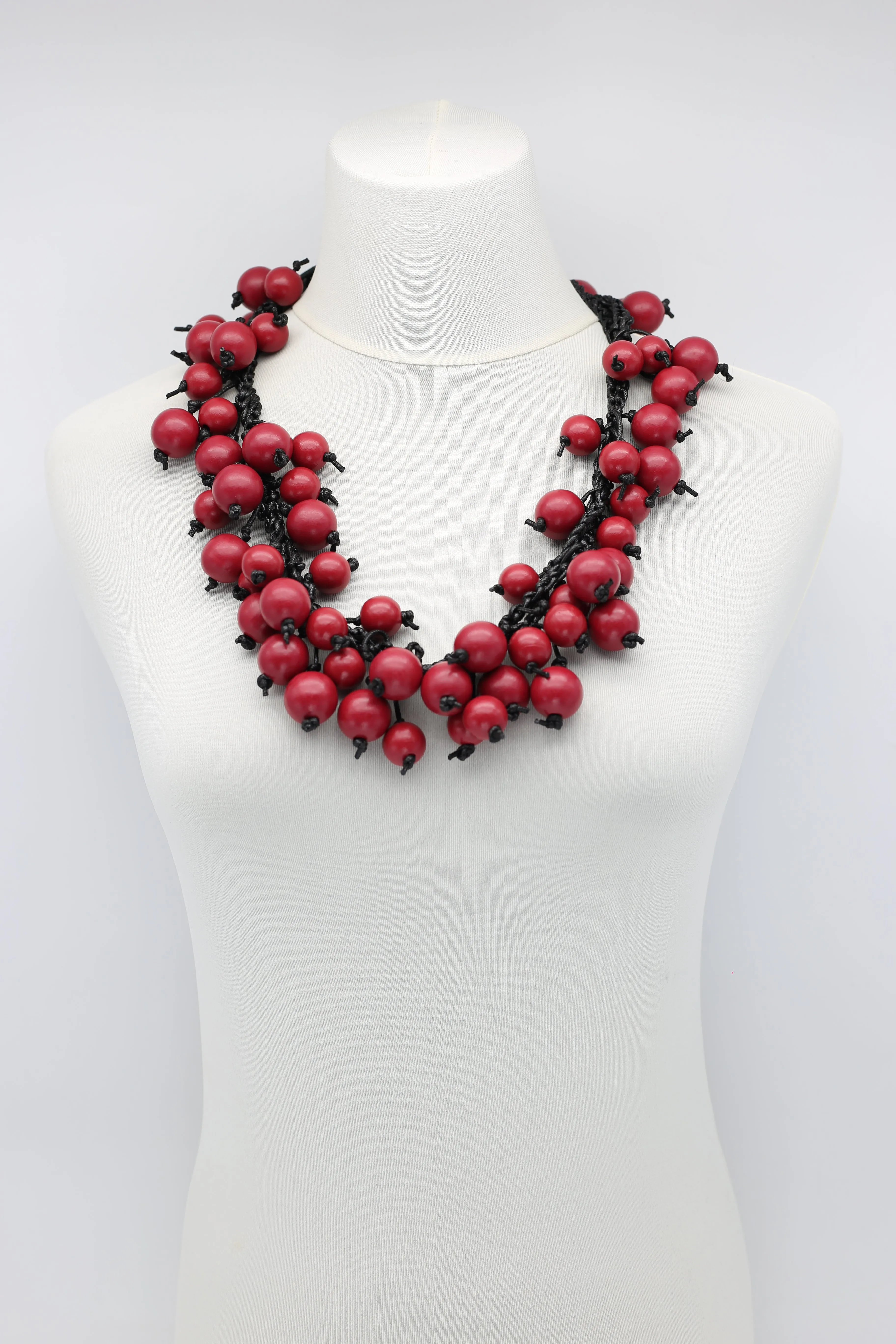 Berry Beads on Cotton Cord Necklace - Long