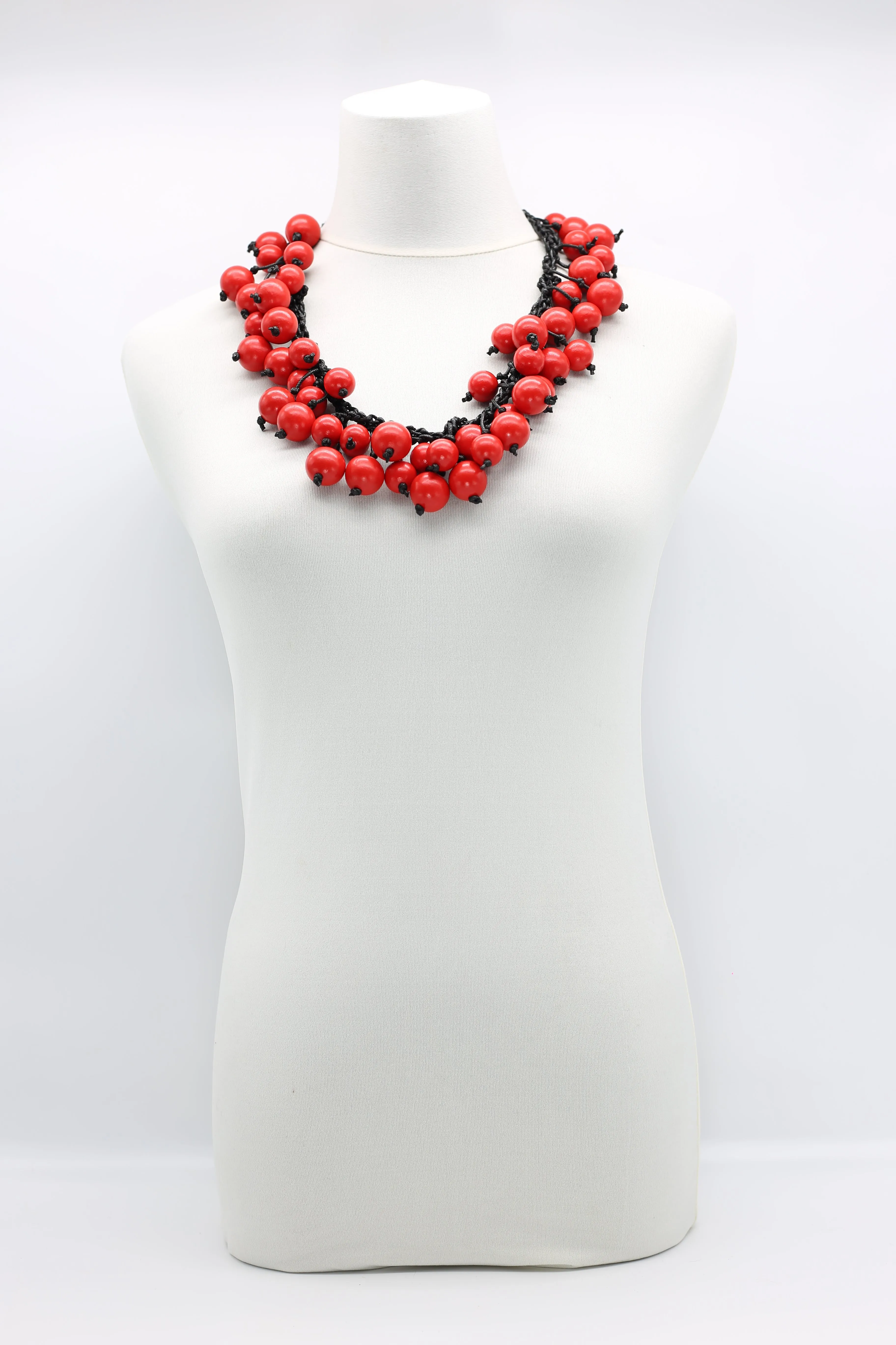 Berry Beads on Cotton Cord Necklace - Long