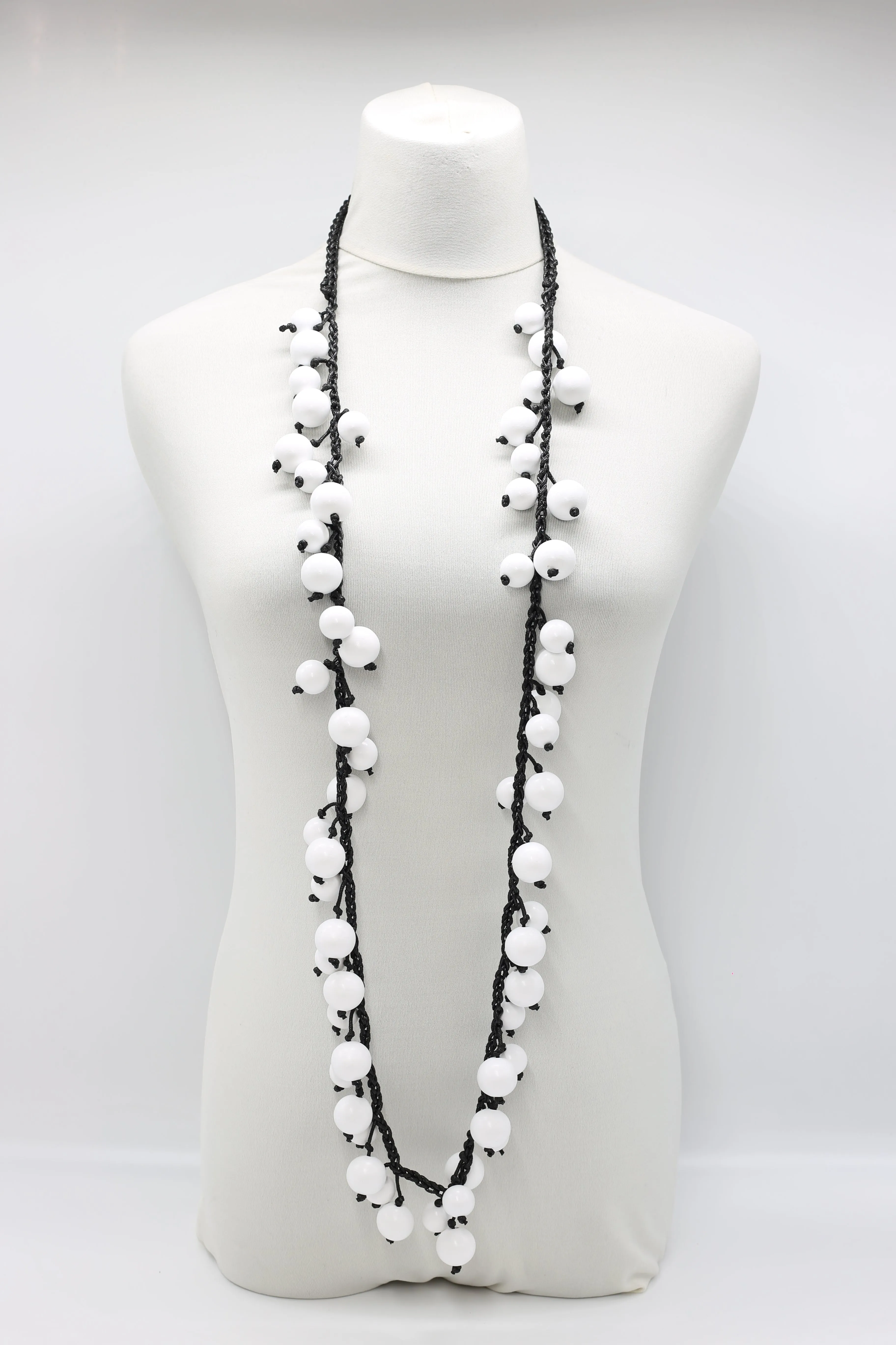 Berry Beads on Cotton Cord Necklace - Long