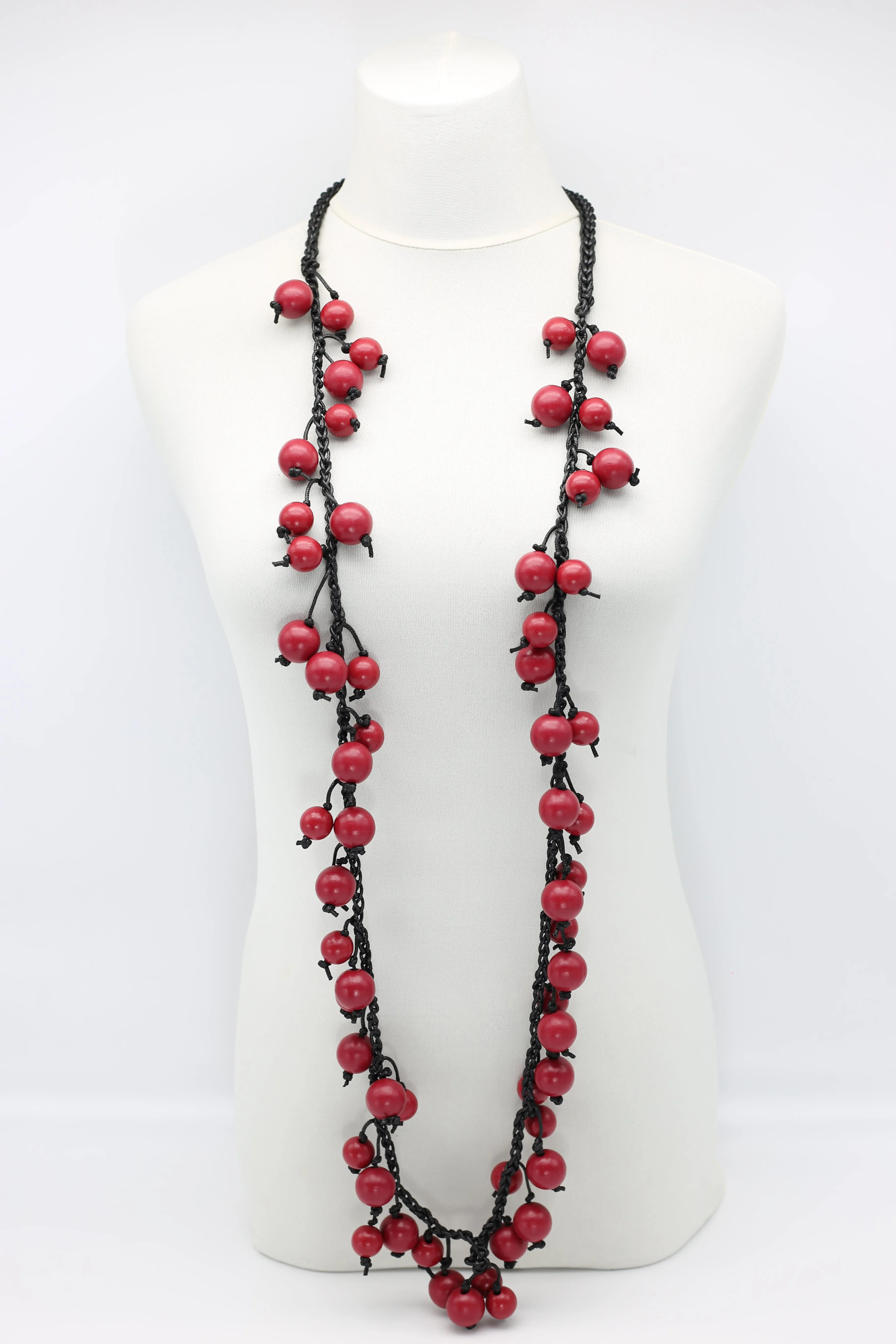 Berry Beads on Cotton Cord Necklace - Long