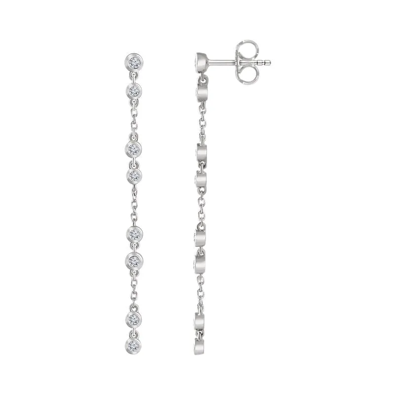 Bezel Diamond Chain Earrings