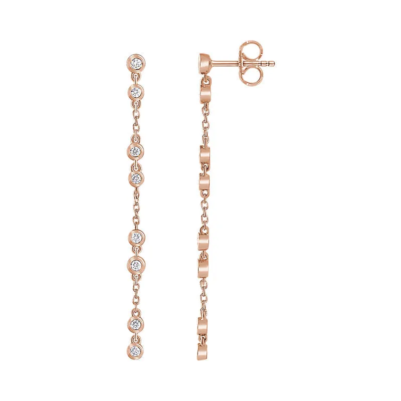 Bezel Diamond Chain Earrings