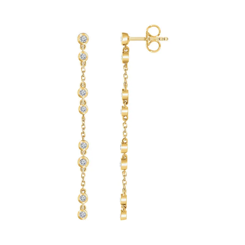 Bezel Diamond Chain Earrings