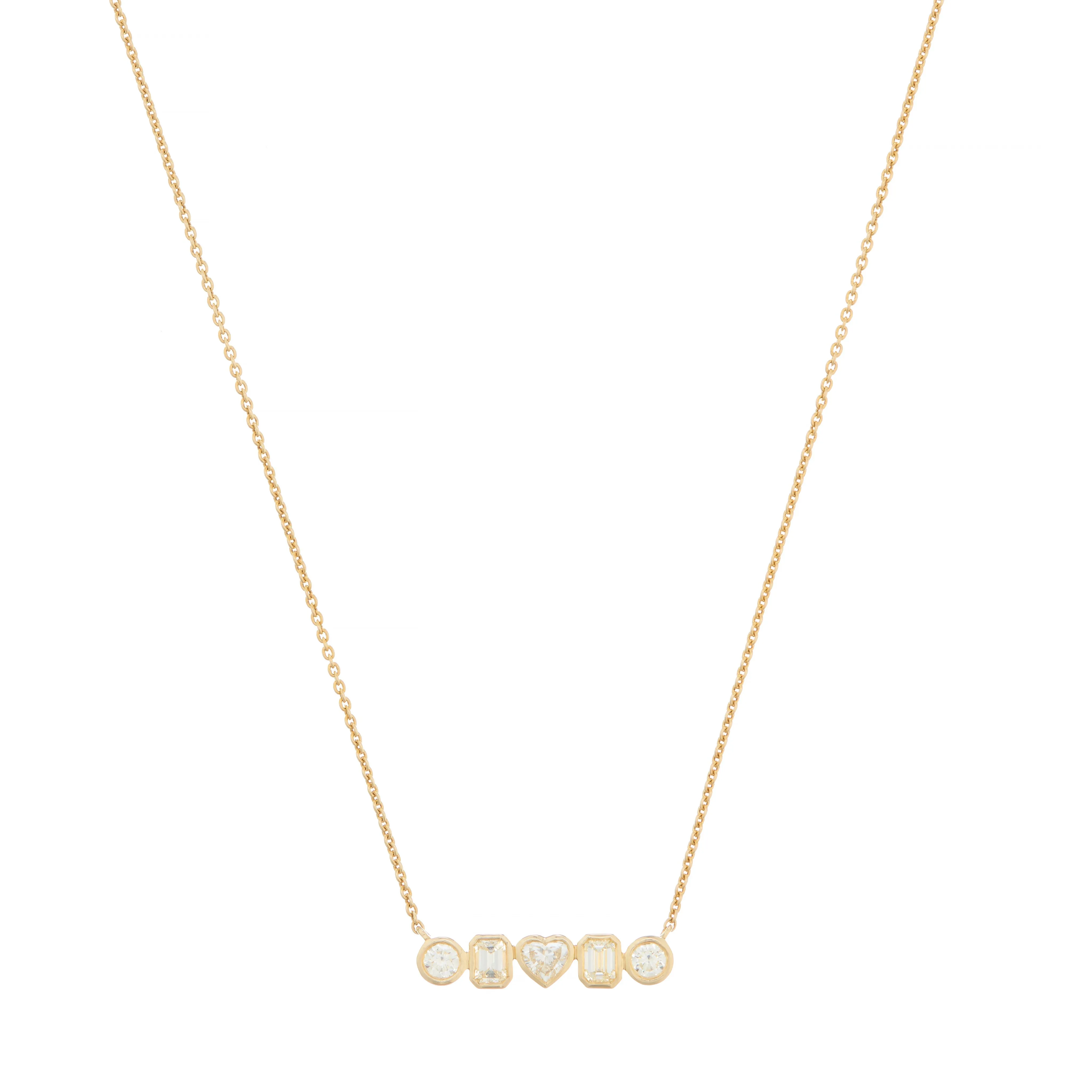 Bezel Set Diamond Charm Bar Necklace