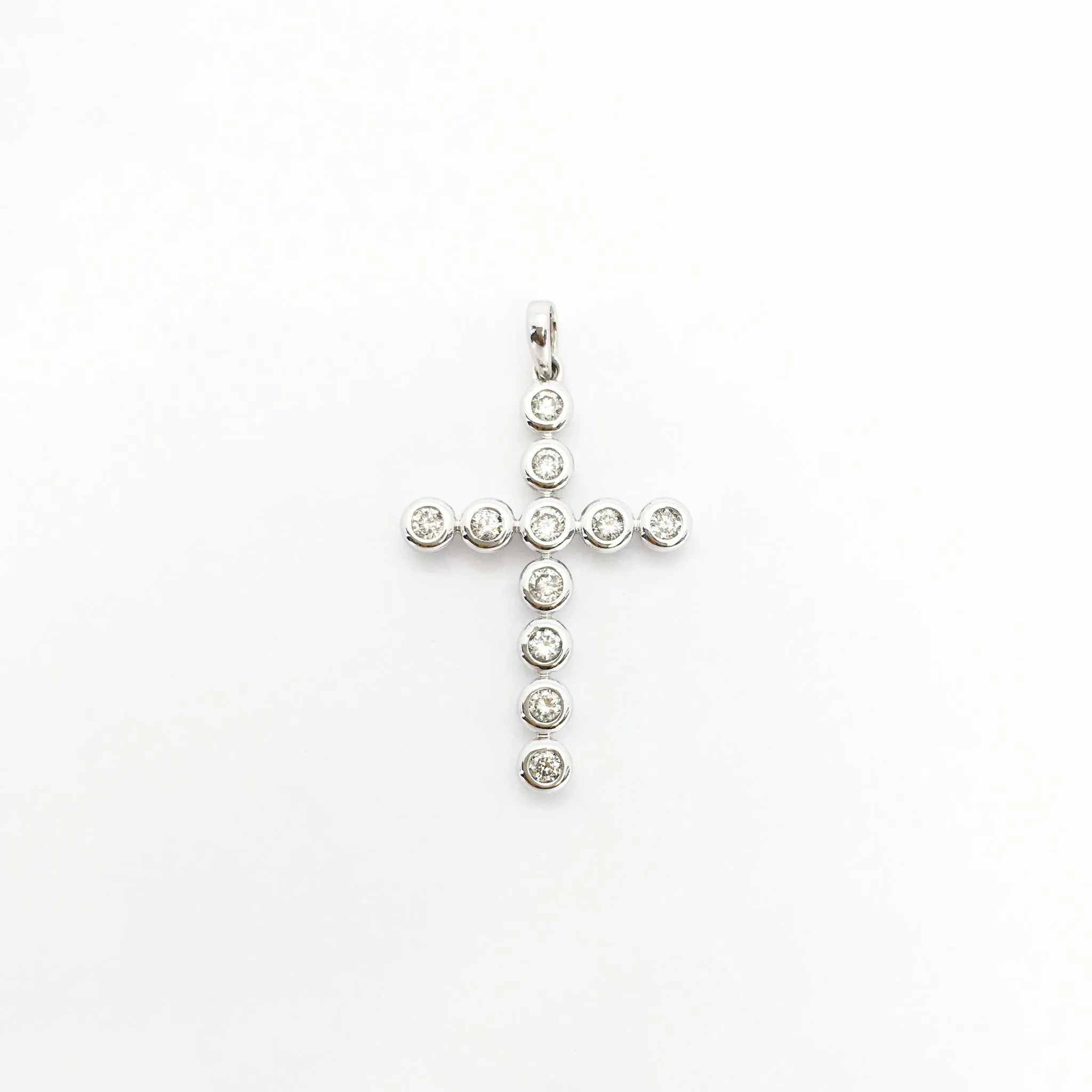 Bezel Set Diamond Cross Pendant (14K)