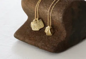 Big "Tamar" Pendant - Solid Gold 3 Charms 2 Initials 1 Diamond