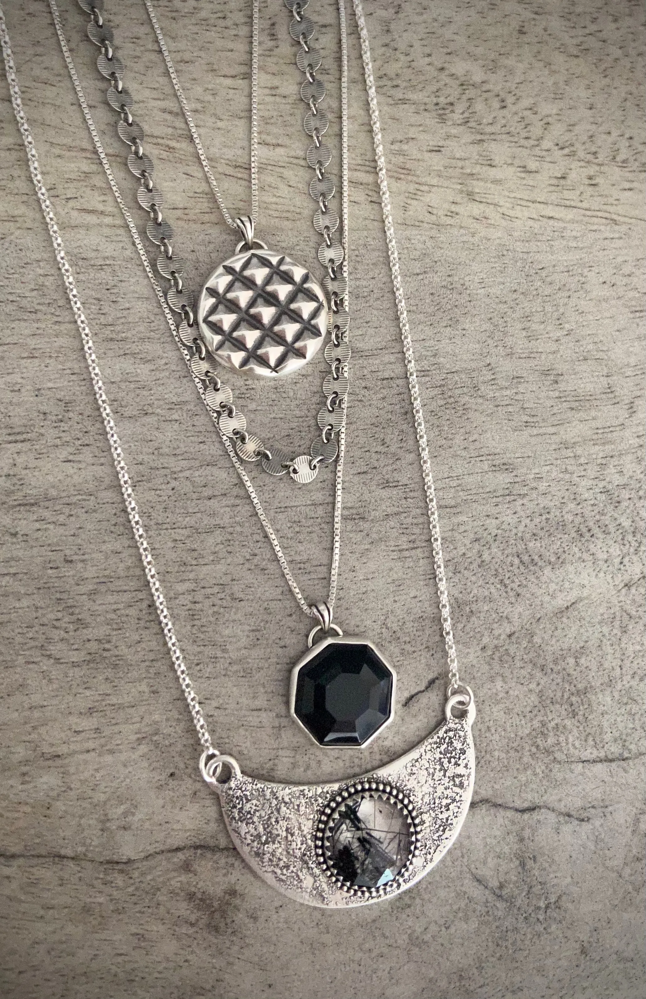 Black Onyx Hex Necklace