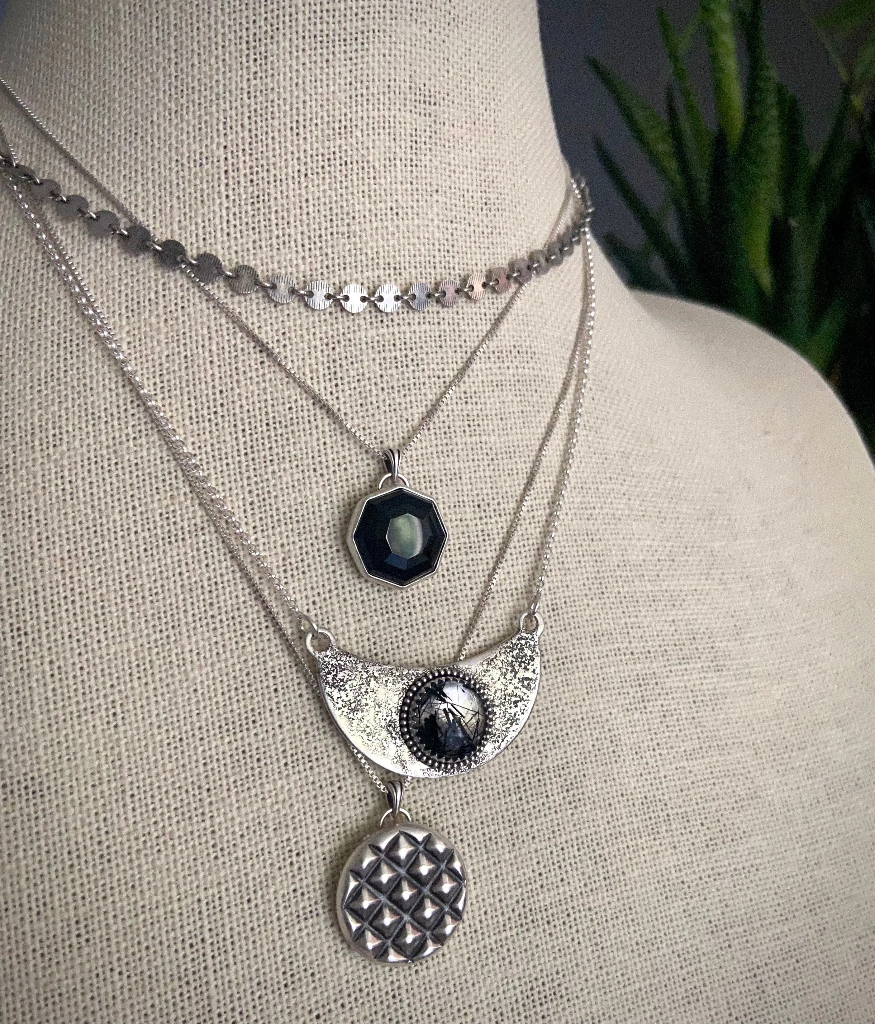 Black Onyx Hex Necklace