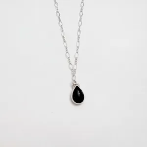 Black Onyx Teardrop Necklace in Sterling Silver