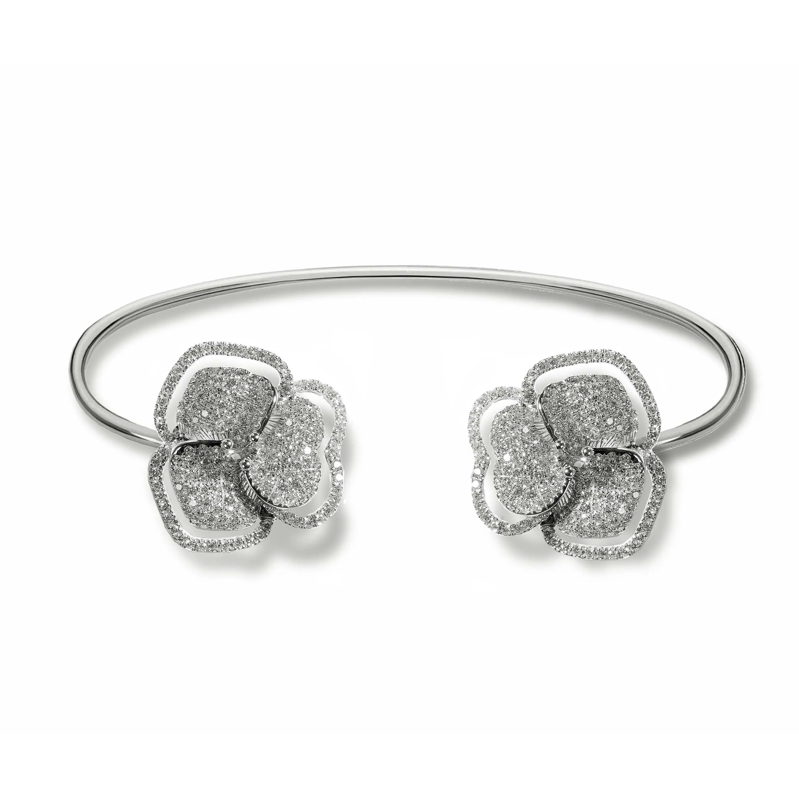 Bloom Small Halo Flower Diamond Bangle