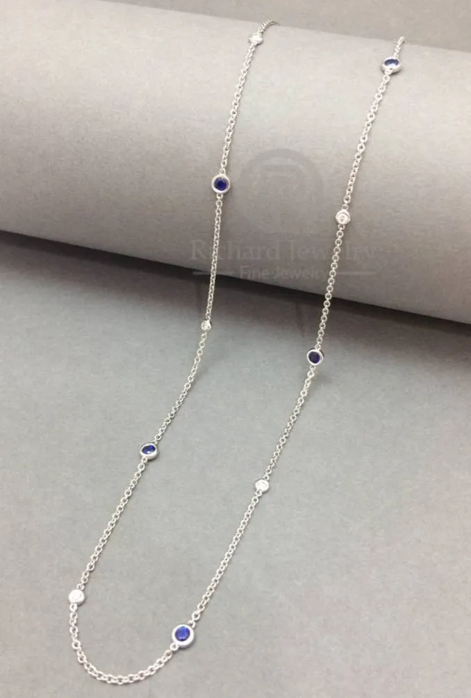 Blue Sapphire Diamond Necklace
