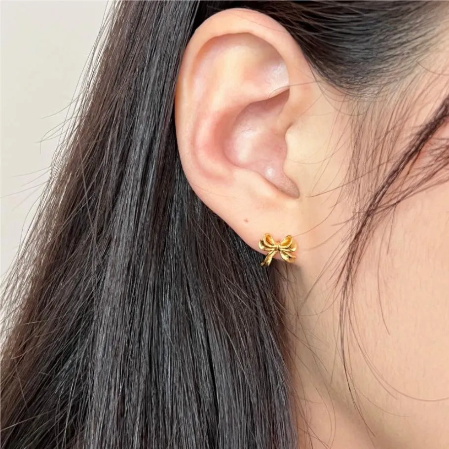 Bow Stud Earrings (Solid Silver)- Loretta