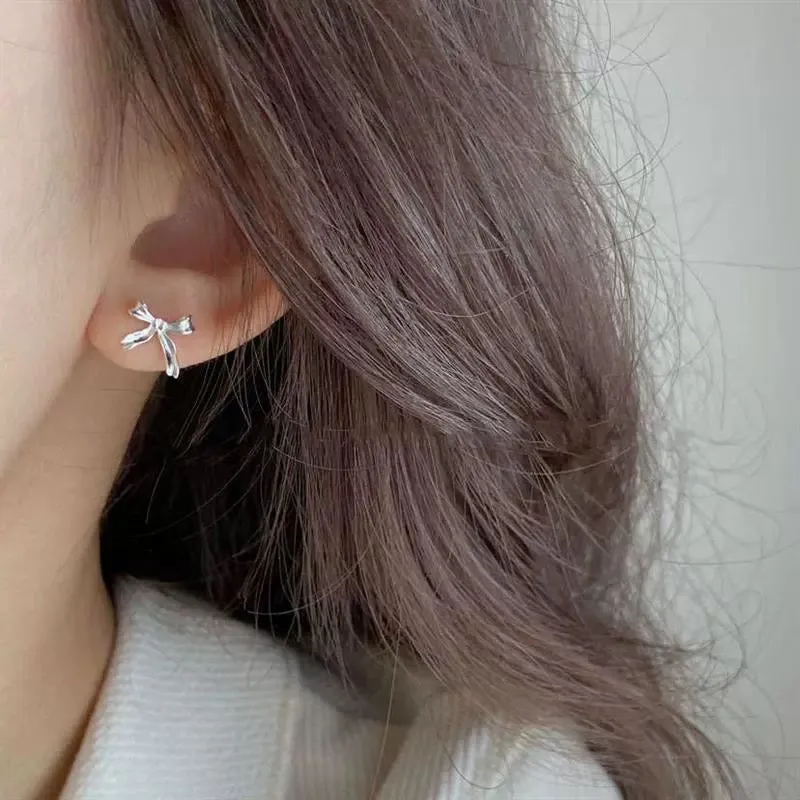 Bow Stud Earrings (Solid Silver)- Loretta