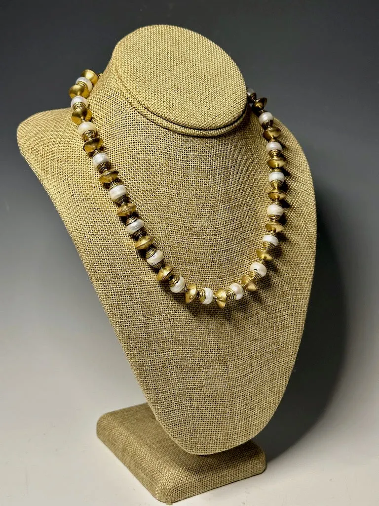 BRASS AND NEPAL FRESH WATER PEARL NECKLACE  LCN524