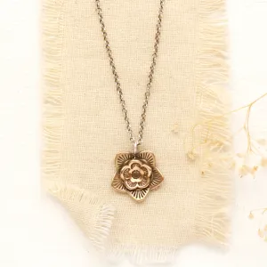 Bronze Layered Cactus Flower Necklace