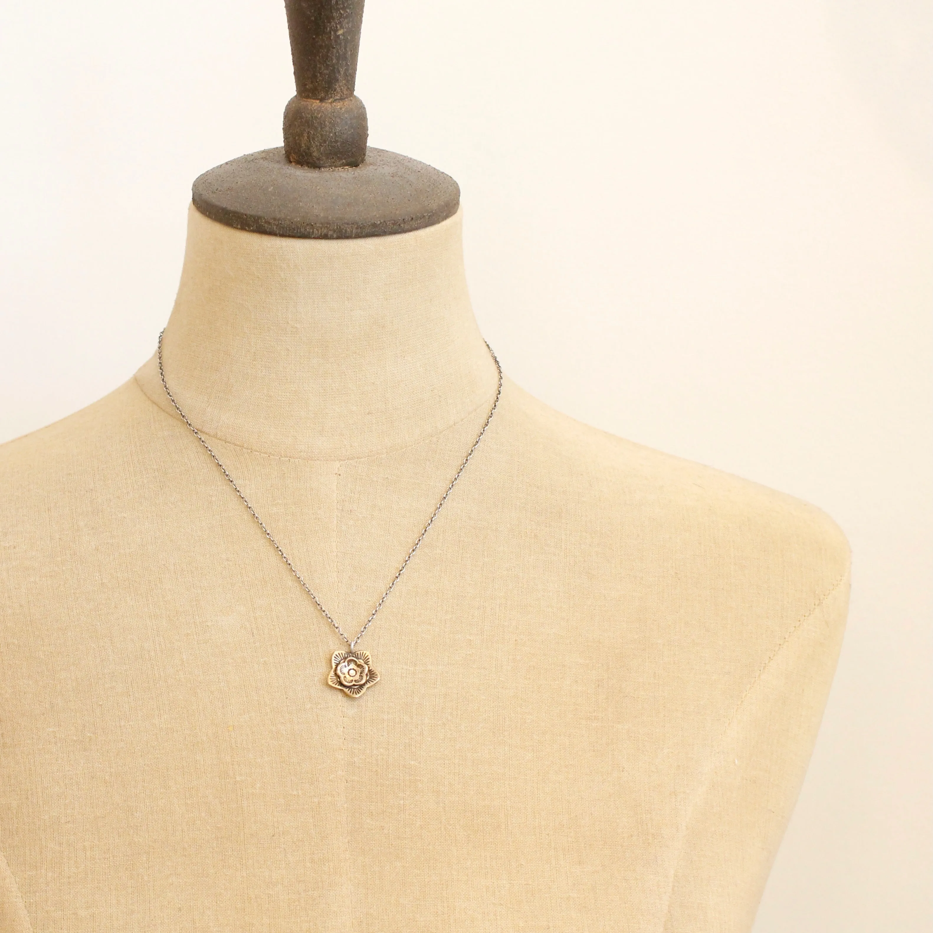Bronze Layered Cactus Flower Necklace