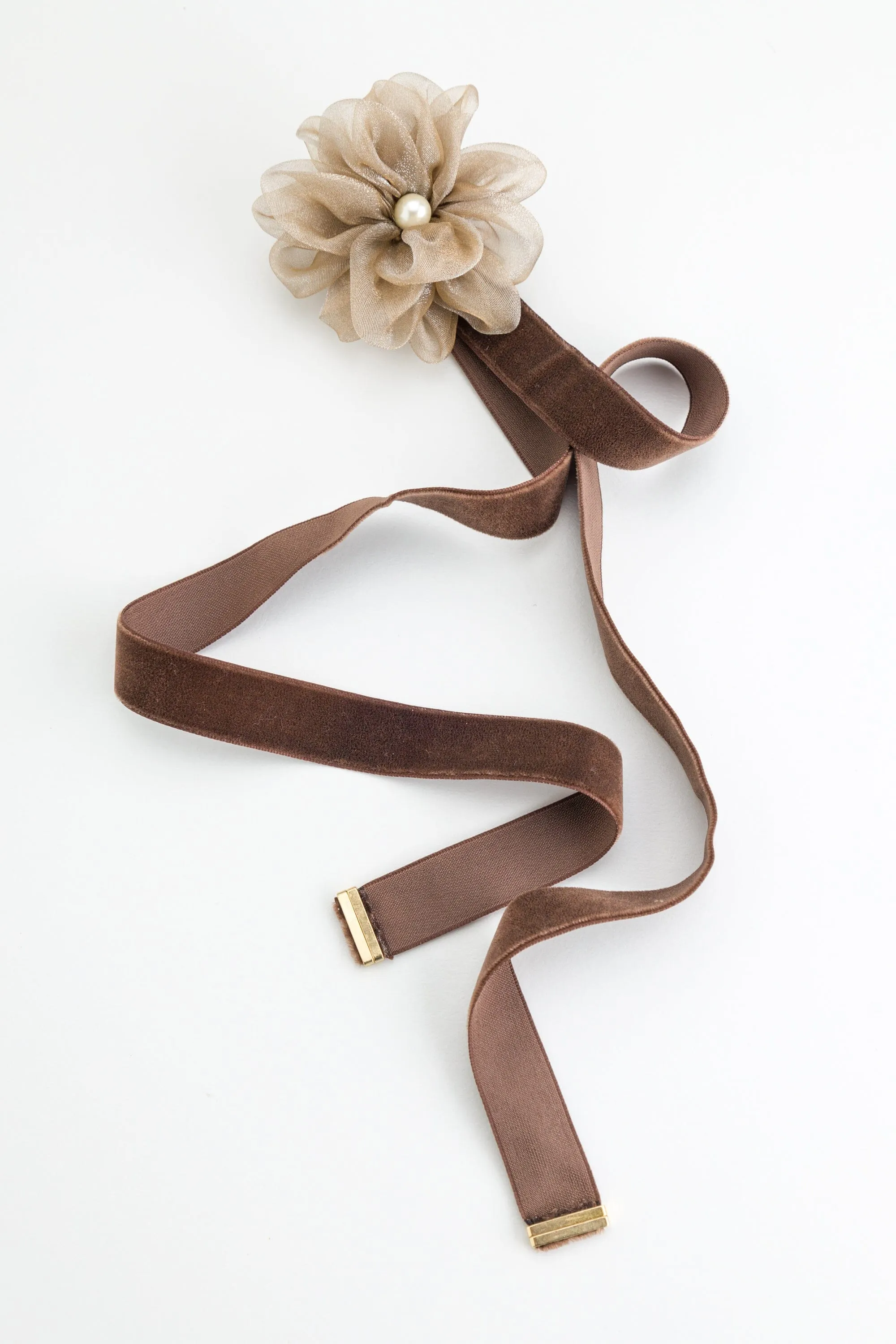 Brown Cotton Floral Necklace