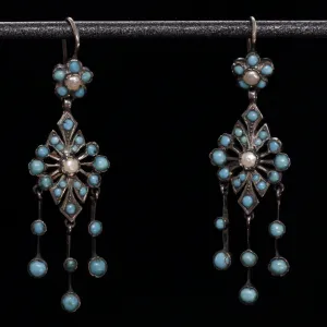C.1860. Turquoise Chandelier Earrings