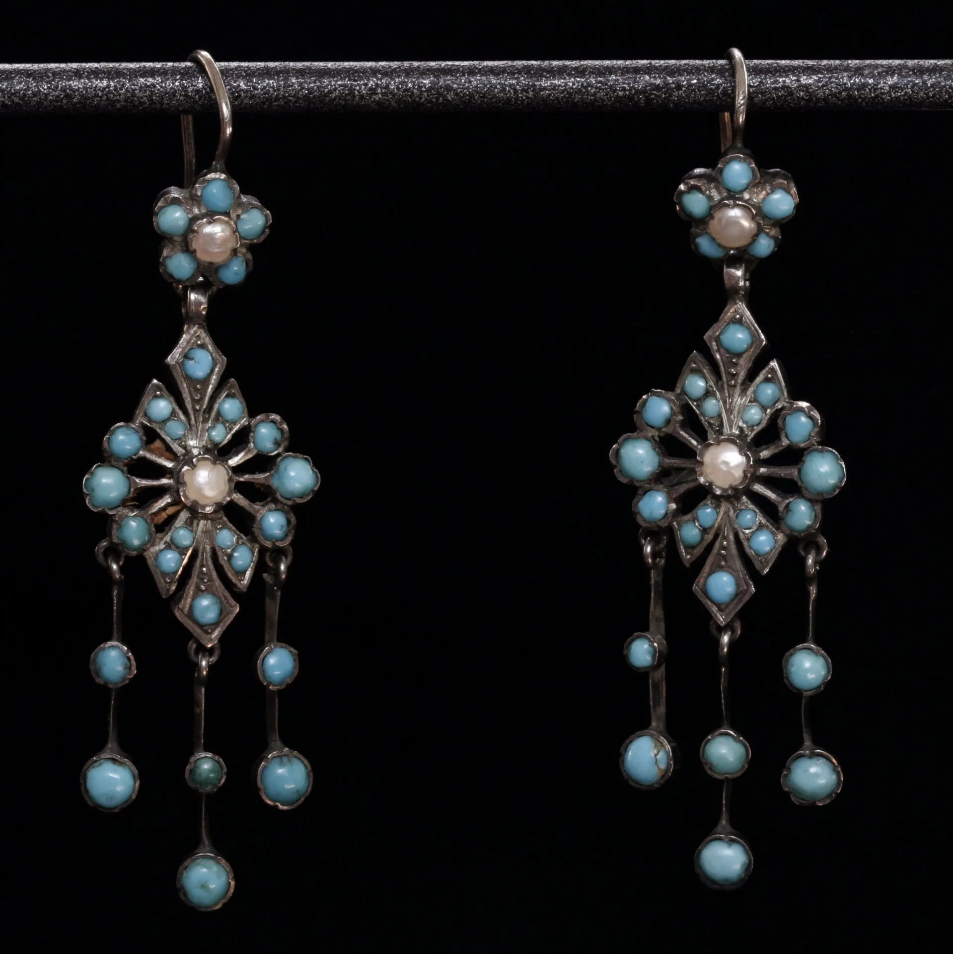 C.1860. Turquoise Chandelier Earrings