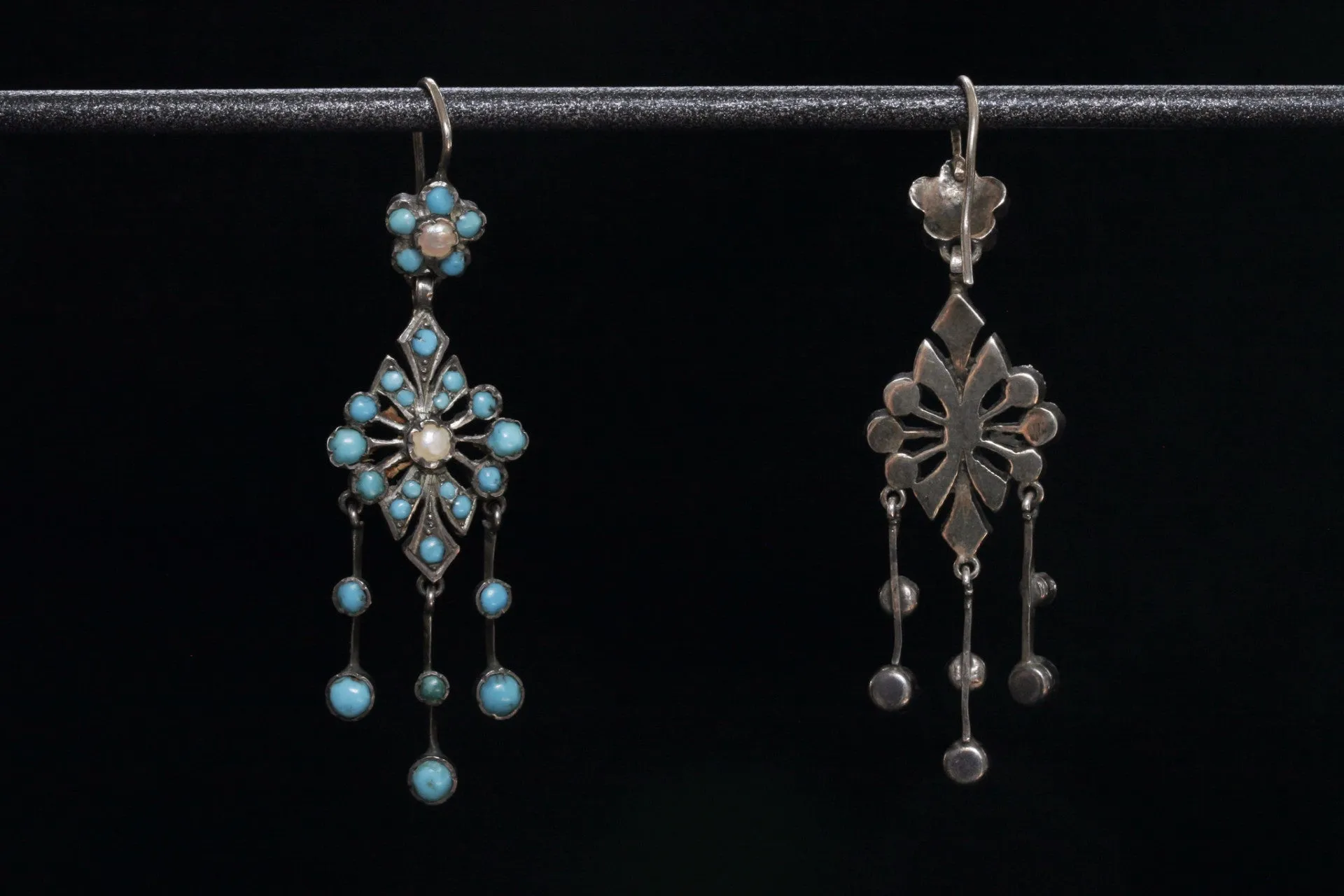 C.1860. Turquoise Chandelier Earrings