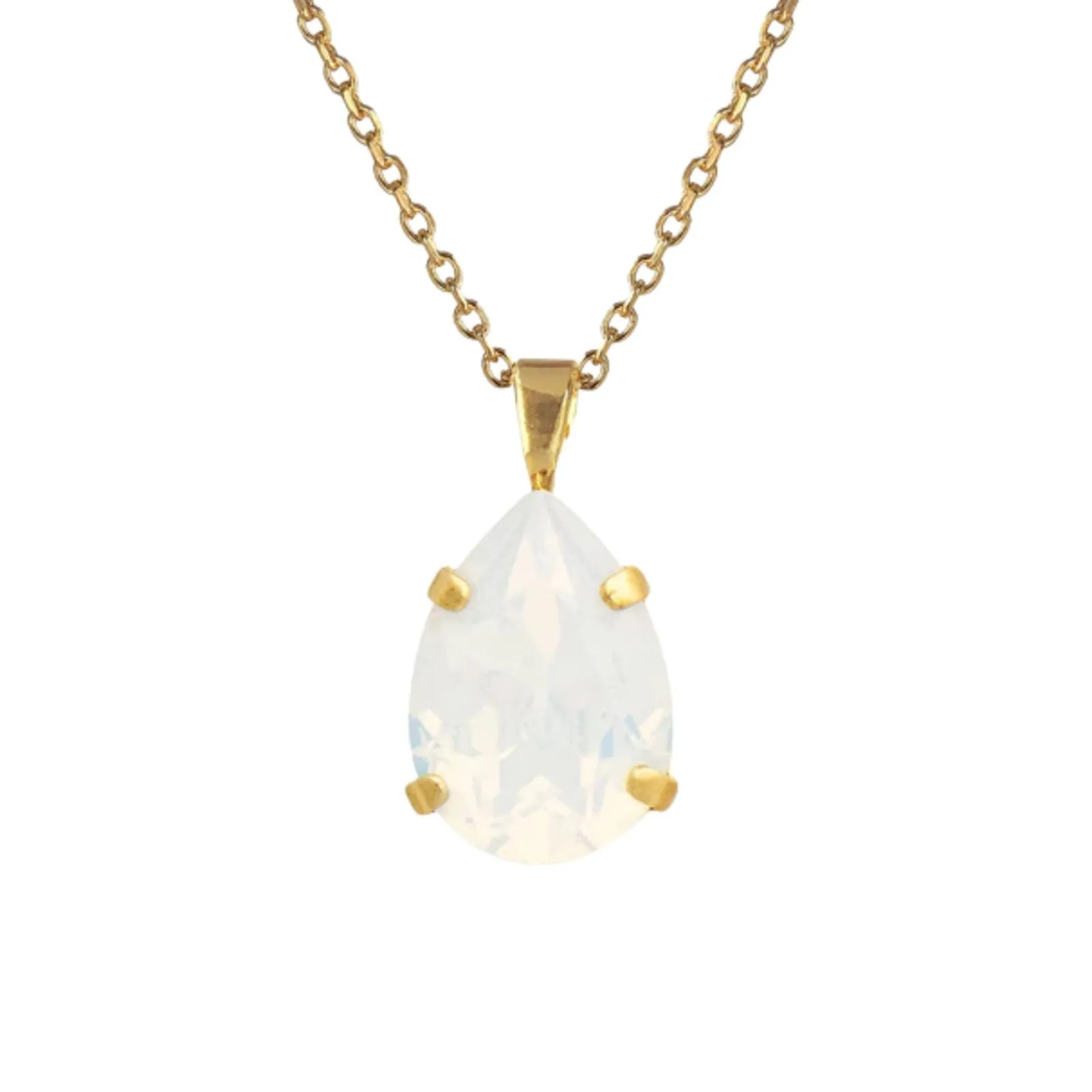 Caroline Svedbom Gold Mini Drop Necklace - White Opal