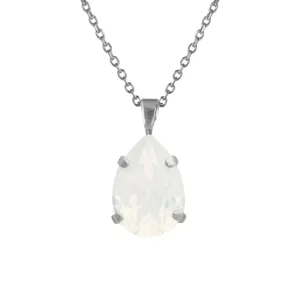 Caroline Svedbom Silver Mini Drop Necklace - White Opal