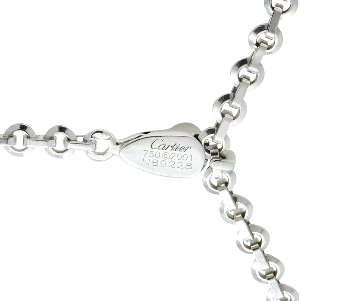 Cartier 2001 Diamond Cultured Pearl 18 Karat White Gold Lariat Drop Necklace