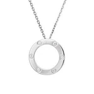 Cartier Love Necklace 3 Diamonds 18k White Gold Estate Fine Jewelry 16.5"