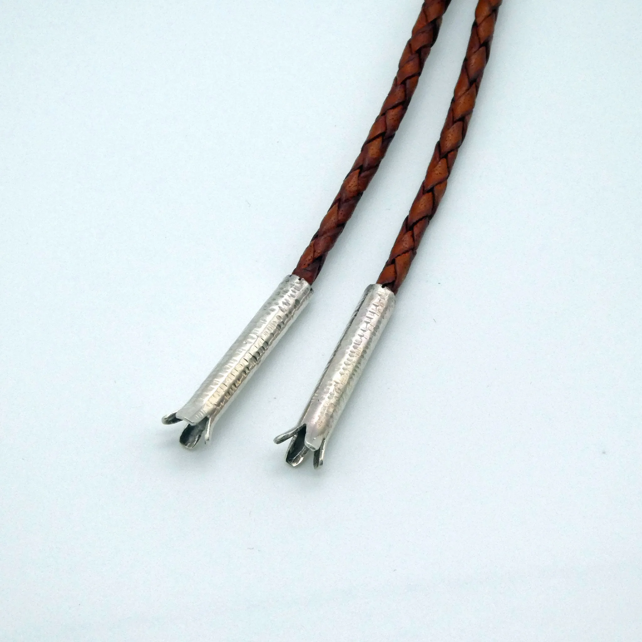 Chrysocolla Solid Sterling Silver Bolo on Braided Leather Cord