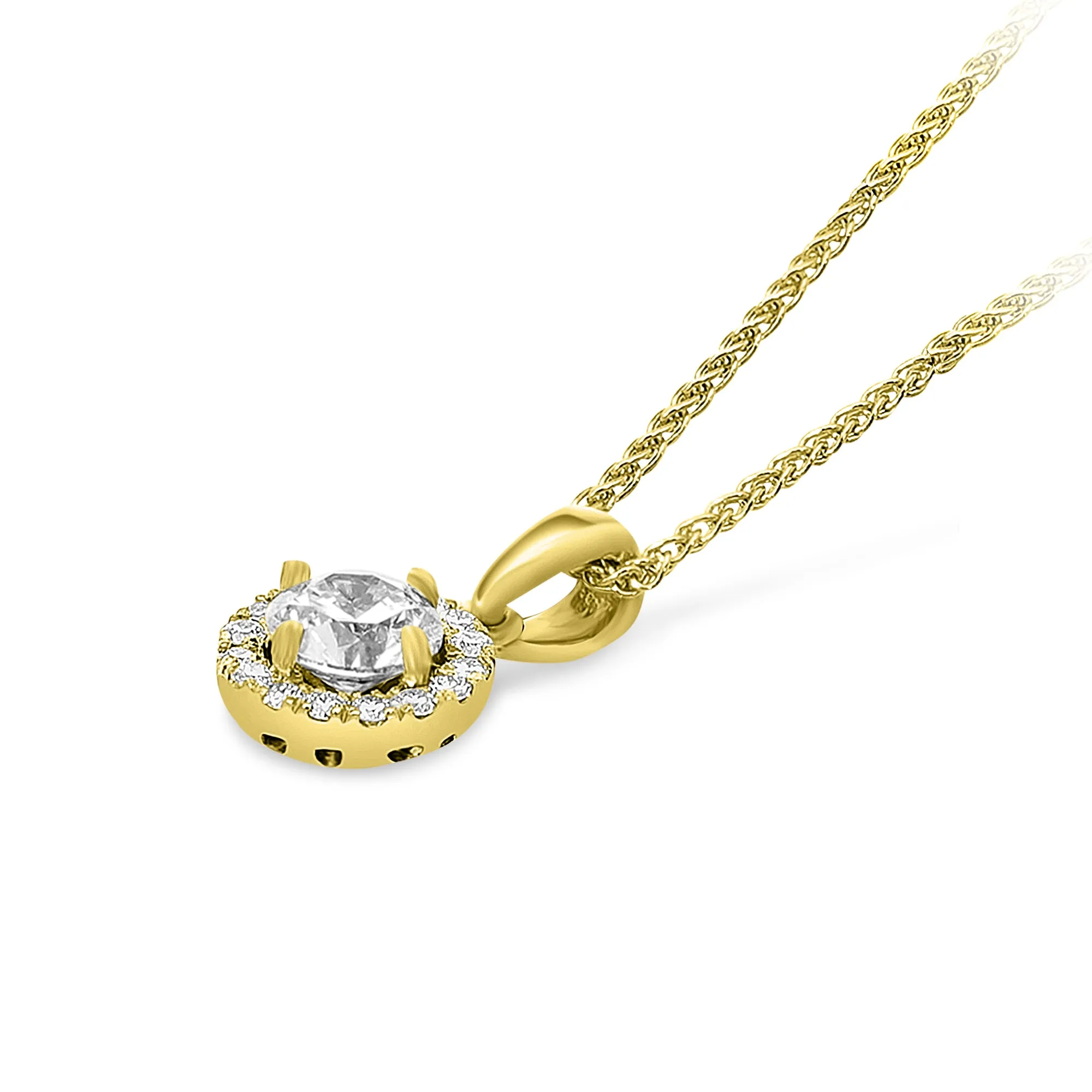 Classic Yellow Gold Diamond Pendant Necklace - .38 Carat