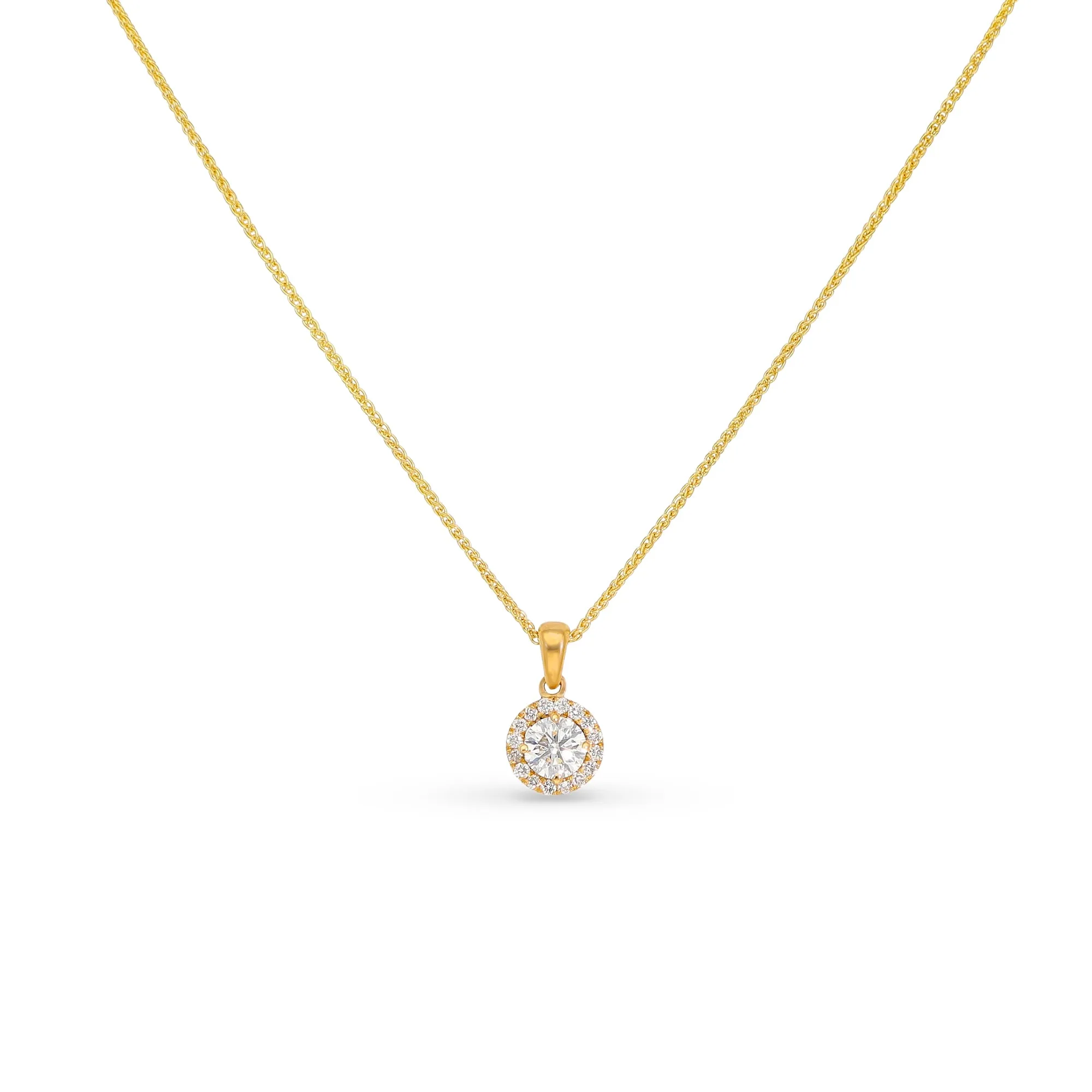 Classic Yellow Gold Diamond Pendant Necklace - .38 Carat
