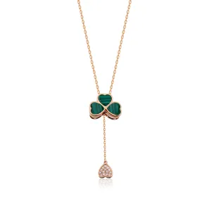 CLOVER HEART MALACHITE NECKLACE